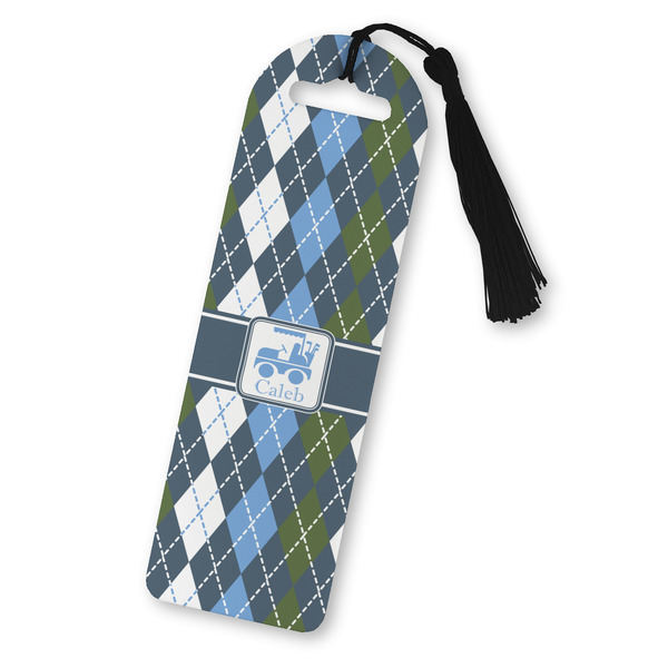 Custom Blue Argyle Plastic Bookmark (Personalized)