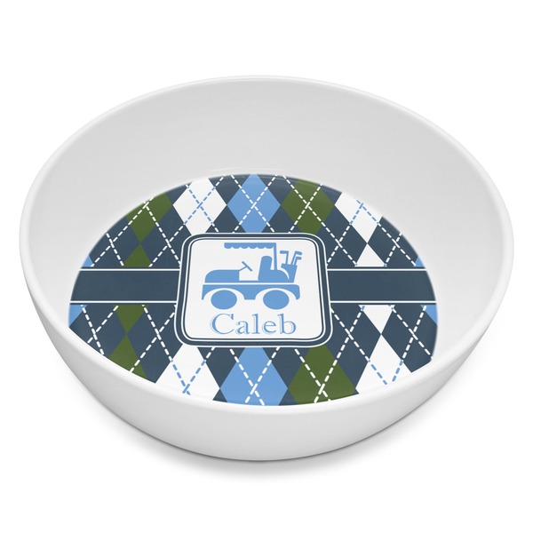 Custom Blue Argyle Melamine Bowl - 8 oz (Personalized)