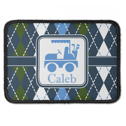 Blue Argyle Iron On Rectangle Patch w/ Name or Text