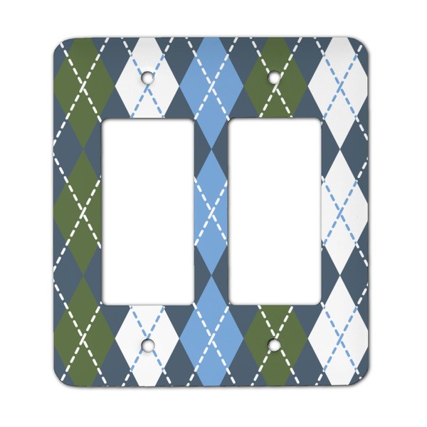 Custom Blue Argyle Rocker Style Light Switch Cover - Two Switch