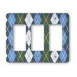 Blue Argyle Rocker Style Light Switch Cover - Three Switch