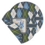 Blue Argyle Round Linen Placemat - Double Sided - Set of 4 (Personalized)