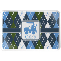 Blue Argyle Serving Tray w/ Name or Text