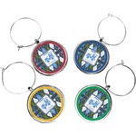Blue Argyle Wine Charms (Set of 4) (Personalized)