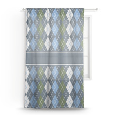 Blue Argyle Sheer Curtain - 50"x84"