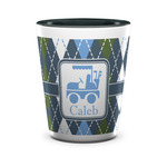 Blue Argyle Ceramic Shot Glass - 1.5 oz - Two Tone - Single (Personalized)