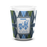 Blue Argyle Ceramic Shot Glass - 1.5 oz - White - Set of 4 (Personalized)