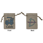 Blue Argyle Small Burlap Gift Bag - Front & Back (Personalized)