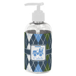 Blue Argyle Plastic Soap / Lotion Dispenser (8 oz - Small - White) (Personalized)