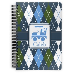 Blue Argyle Spiral Notebook - 7x10 w/ Name or Text
