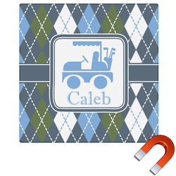 Blue Argyle Square Car Magnet - 10" (Personalized)