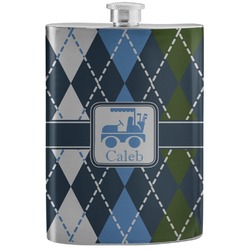 Blue Argyle Stainless Steel Flask (Personalized)