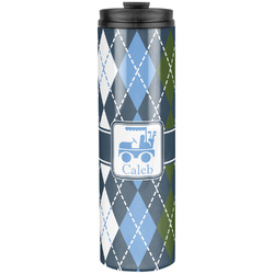 Blue Argyle Stainless Steel Skinny Tumbler - 20 oz (Personalized)