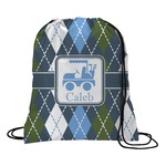 Blue Argyle Drawstring Backpack - Large (Personalized)