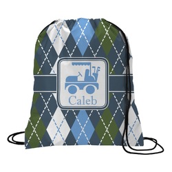 Blue Argyle Drawstring Backpack - Medium (Personalized)