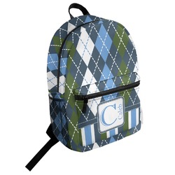 Blue Argyle Student Backpack (Personalized)