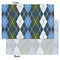 Blue Argyle Tissue Paper - Heavyweight - Small - Front & Back