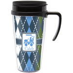 Blue Argyle Acrylic Travel Mug with Handle (Personalized)