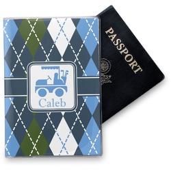 Blue Argyle Vinyl Passport Holder (Personalized)