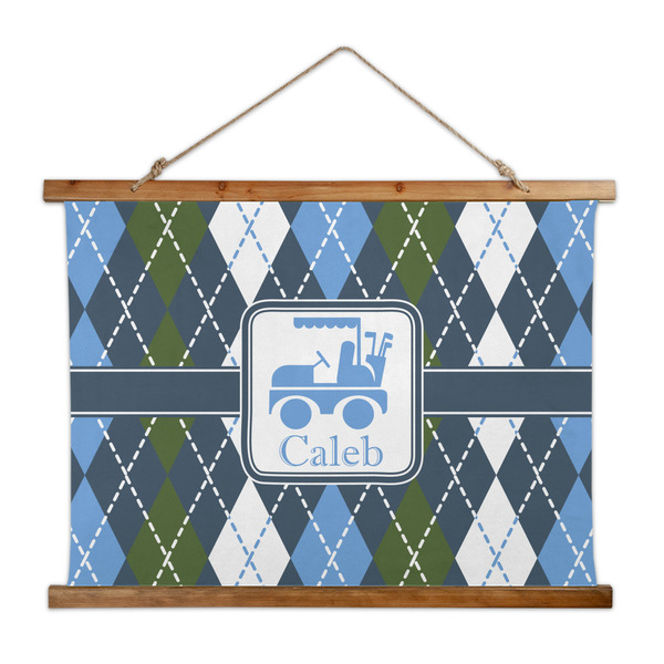 Custom Blue Argyle Wall Hanging Tapestry - Wide (Personalized)