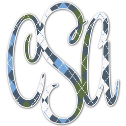 Blue Argyle Monogram Decal - Large (Personalized)