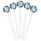 Blue Argyle White Plastic 5.5" Stir Stick - Fan View