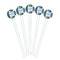 Blue Argyle White Plastic 7" Stir Stick - Round - Fan View