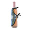 Blue Argyle Wine Bottle Apron - DETAIL WITH CLIP ON NECK