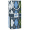 Blue Argyle Wine Gift Bag - Matte - Main