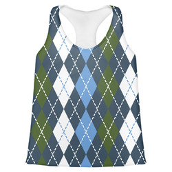 Blue Argyle Womens Racerback Tank Top - Medium