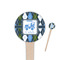 Blue Argyle Wooden 4" Food Pick - Round - Closeup