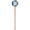 Blue Argyle Wooden 4" Food Pick - Round - Single Pick