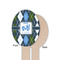 Blue Argyle Wooden Food Pick - Oval - Single Sided - Front & Back