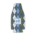 Blue Argyle Zipper Bottle Cooler (Personalized)