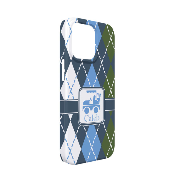 Custom Blue Argyle iPhone Case - Plastic - iPhone 13 Mini (Personalized)