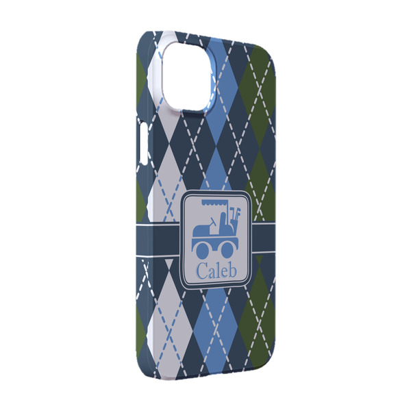 Custom Blue Argyle iPhone Case - Plastic - iPhone 14 (Personalized)