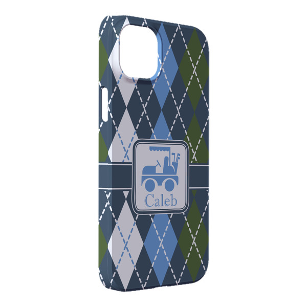 Custom Blue Argyle iPhone Case - Plastic - iPhone 14 Plus (Personalized)