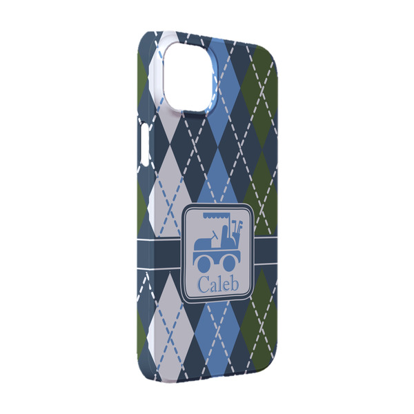 Custom Blue Argyle iPhone Case - Plastic - iPhone 14 Pro (Personalized)