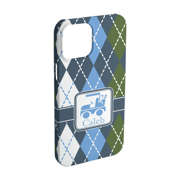 Custom Blue Argyle iPhone Case - Plastic - iPhone 15 (Personalized)