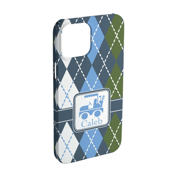 Custom Blue Argyle iPhone Case - Plastic - iPhone 15 Pro (Personalized)