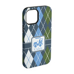 Blue Argyle iPhone Case - Rubber Lined - iPhone 15 (Personalized)