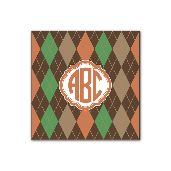 Custom Brown Argyle Wood Print - 12x12 (Personalized)