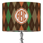 Brown Argyle 16" Drum Lamp Shade - Fabric (Personalized)