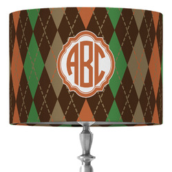 Brown Argyle 16" Drum Lamp Shade - Fabric (Personalized)