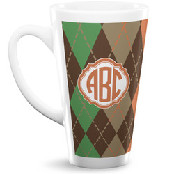 Brown Argyle 16 Oz Latte Mug (Personalized)