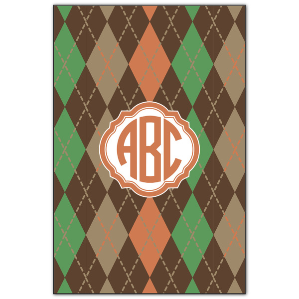 Custom Brown Argyle Wood Print - 20x30 (Personalized)