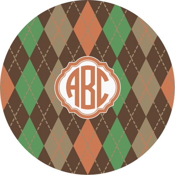 Custom Brown Argyle Multipurpose Round Labels - Custom Sized (Personalized)