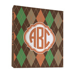 Brown Argyle 3 Ring Binder - Full Wrap - 1" (Personalized)