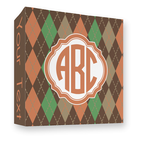 Custom Brown Argyle 3 Ring Binder - Full Wrap - 3" (Personalized)