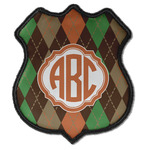 Brown Argyle Iron On Shield Patch C w/ Monogram